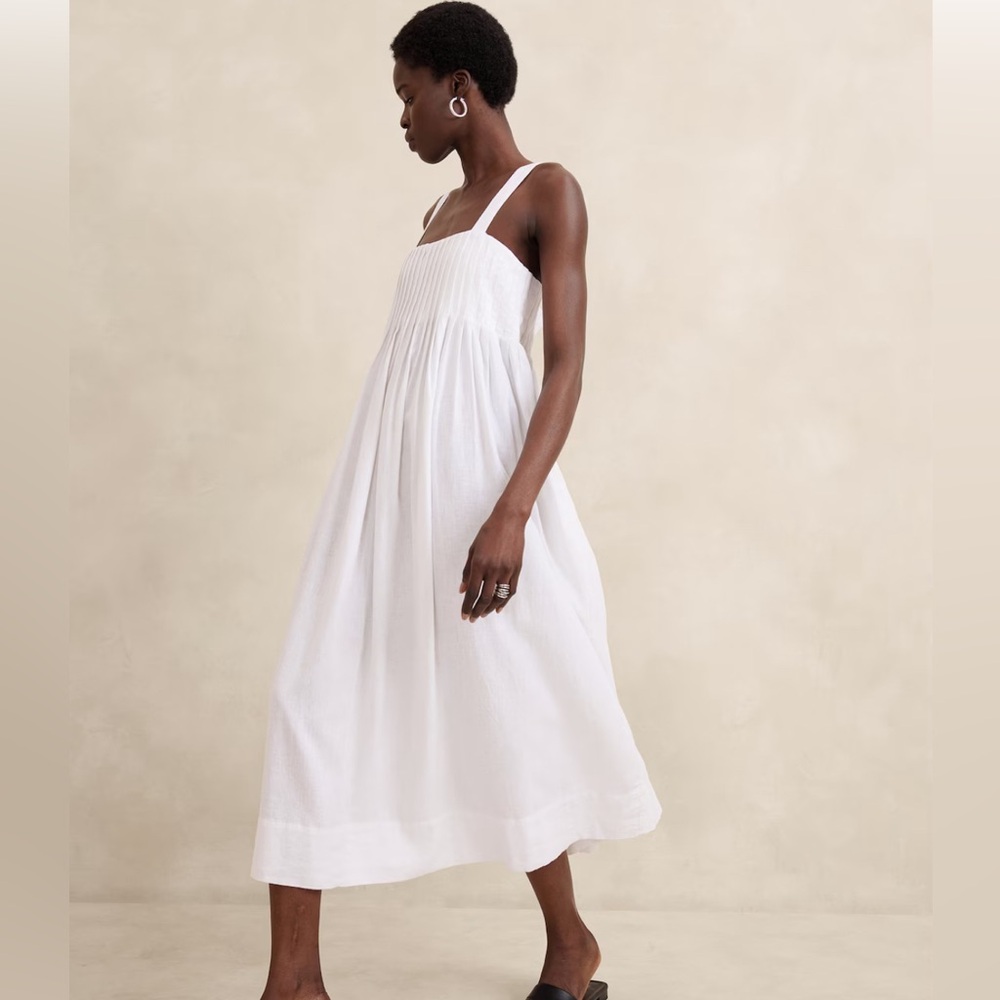 Banana Republic LINEN-BLEND DRAPEY MIDI DRESS